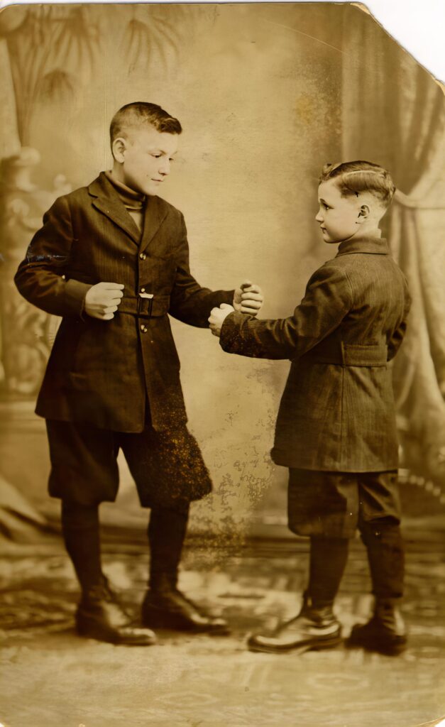 Two brothers as boys, one of the photographs in the CorValues family album